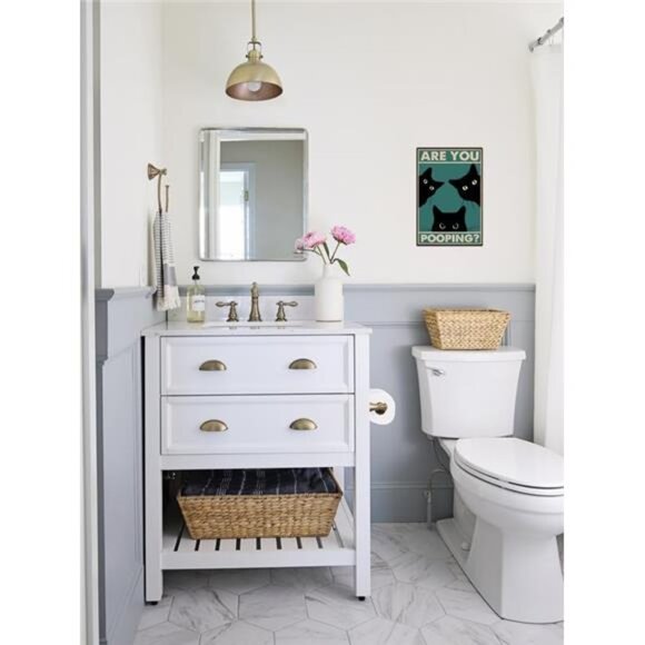 Black Cat Are You Pooping Funny Tin Signs Bathroom Wall Decor 8 x 12 Inch (918) - Picture 6 of 8